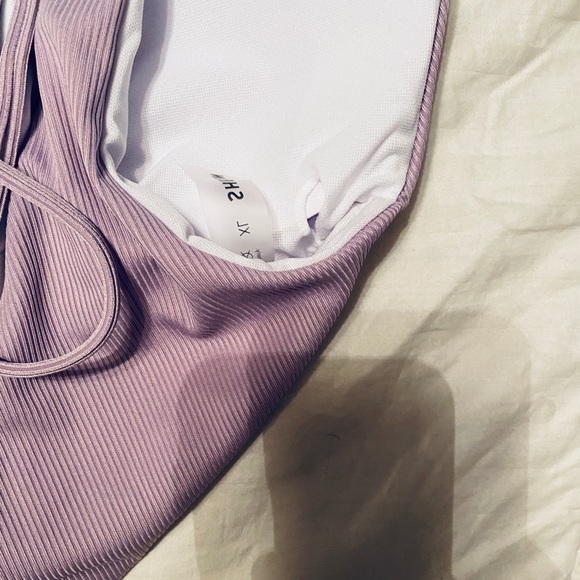 Rib Lace Up One Shoulder Swimsuit - Picture 6 of 6